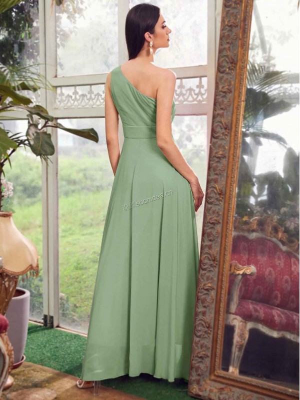 One Shoulder Applique Detail Flare Hem Dress